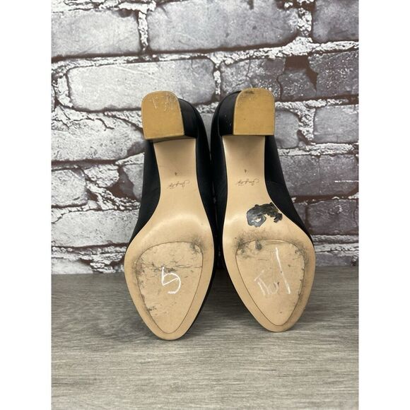 Shoes of Prey Black Leather Round Toe Pumps Block Heels Women’s Sz 4M US/34EU - Picture 6 of 16